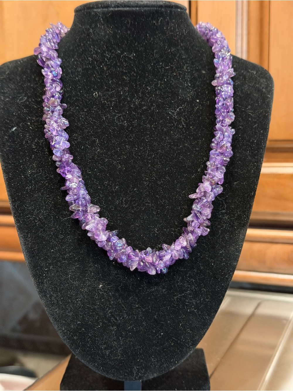 Amethyst Chip Beaded Necklace - Purple